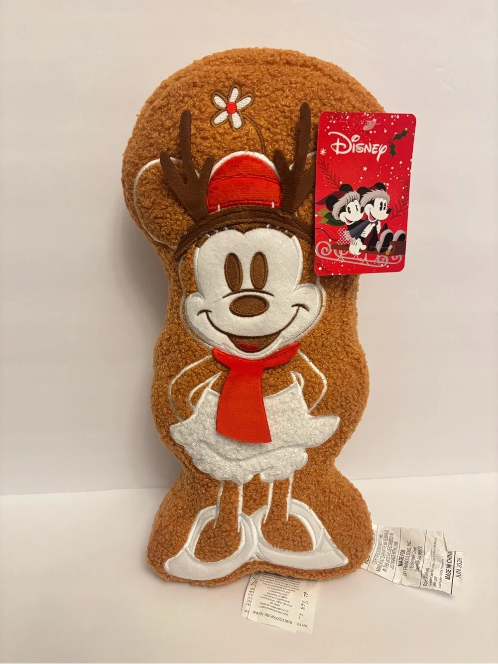 Adorable Disney Mickey Mouse Gingerbread Sherpa Pillows Set of 2 New 2026